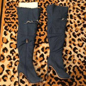 Over the knee jean boots
